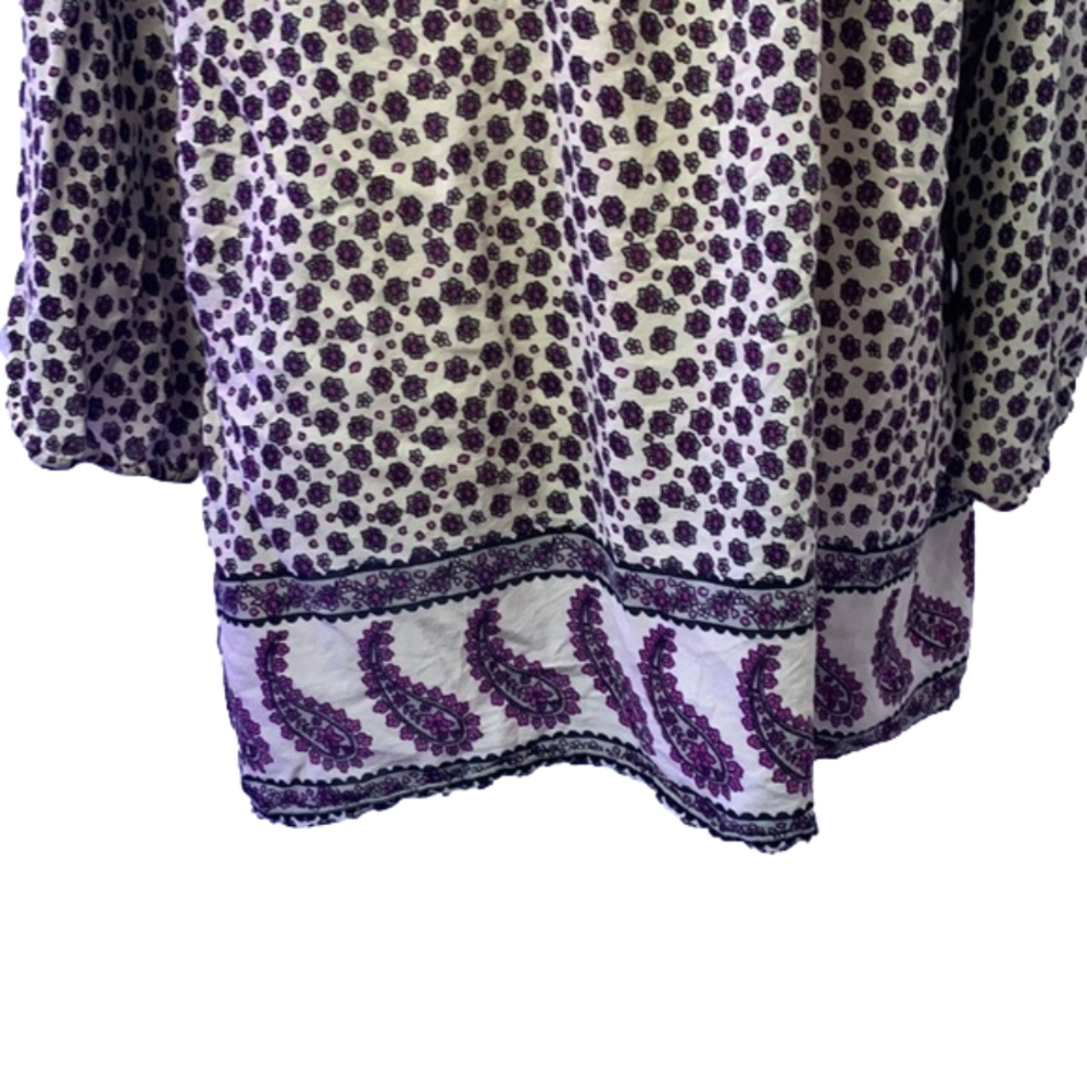 Forever 21 Purple & Cream Floral Lightweight Long Sleeve Top 3X - Picture 5 of 10
